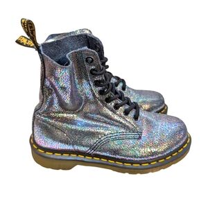 Dr. Martens 6 Holo Women's Leather Boots Rubber Sole Chunky Lace Up Like New